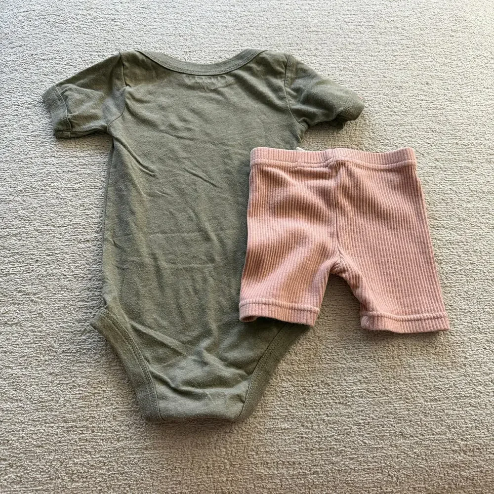 Jamie Kay Locally Grown Baby Outfit Set One Piece Ribbed Shorts 6-12M